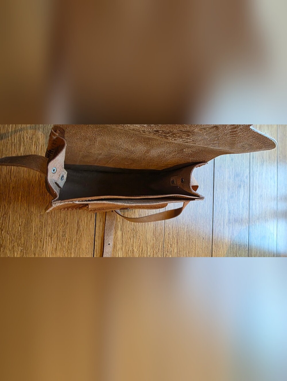 Handcrafted Leather Crossbody Bag in Tan - Picture 5 of 7